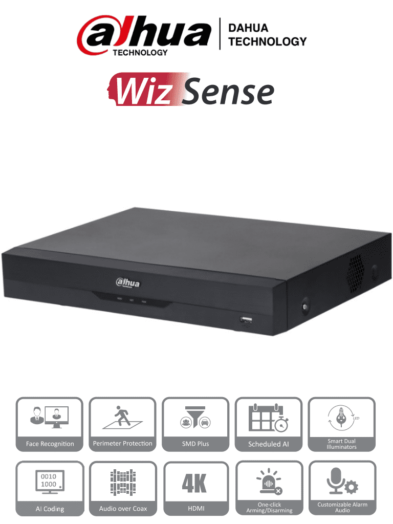 DAHUA XVR5116H-4KL-I3 - DVR de 16 Canales 4k/ 8 Megapixeles/ WizSense/ IA/ H.265+/ 16 Canales + 16 IP/ Hasta 32 Ch IP/ 2 Canales de Reconocimiento Facial/ SDM Plus/ Codificación con IA/ 1 Bahía de Disco Duro/ Funciones IoT & POS/ #NuevoPrecio #DMD DAHUA XVR5116H-4KL-I3 - DVR de 16 Canales 4k/ 8 Megapixeles/ WizSense/ IA/ H.265+/ 16 Canales + 16 IP/ Hasta 32 Ch IP/ 2 Canales de Reconocimiento Facial/ SDM Plus/ Codificación con IA/ 1 Bahía de Disco Duro/ Funciones IoT & POS/ #NuevoPrecio #DMD